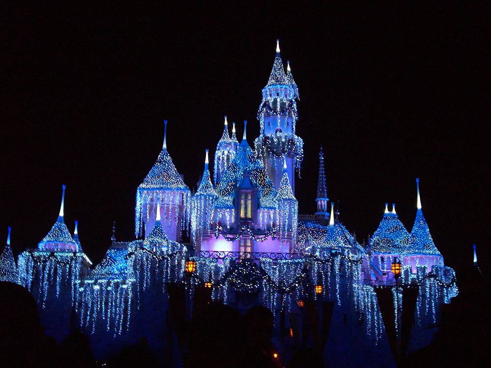 Sleeping Beauty Christmas Castle at Night