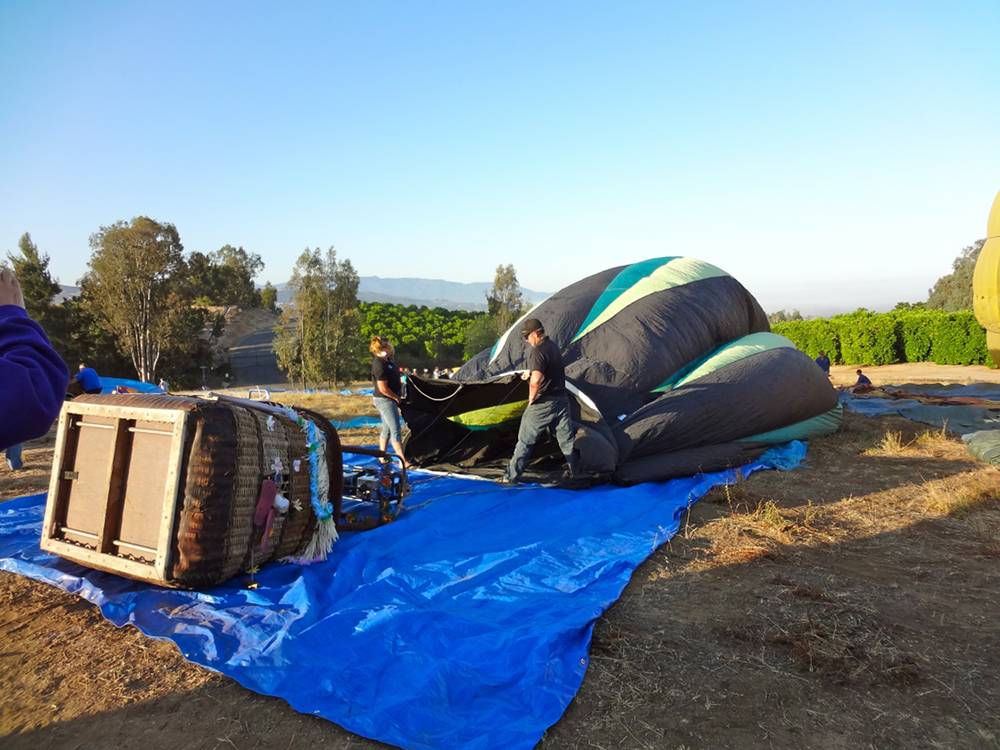 Inflating a Hot Air Balloon in Temecula